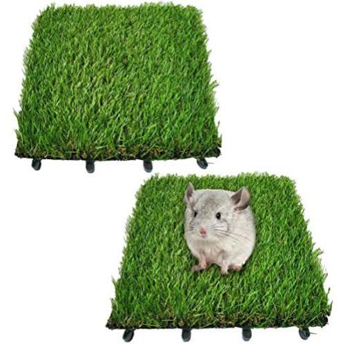 Hamiledyi Artificial Rabbit Grass Mat,Dog Grass Pee Pads,Artificial Turf Pet Grass Mat for Puppy Potty Bunny Chinchilla Guinea Pig TrainerFloor Plastic Mats Feet Pads Indoor Outdoor Fake Grass 2pcs