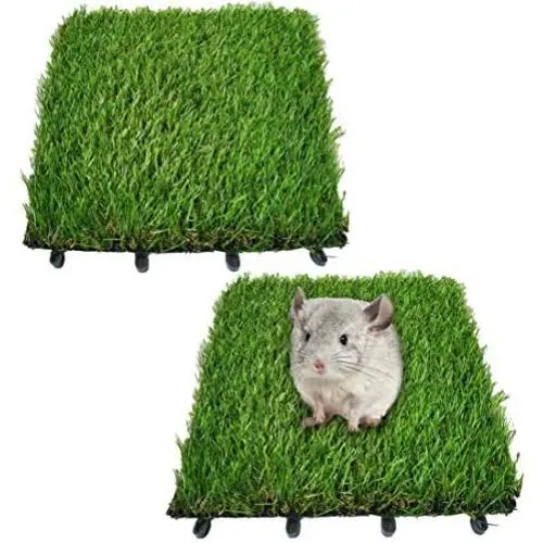 Hamiledyi Artificial Rabbit Grass Mat,Dog Grass Pee Pads,Artificial Turf Pet Grass Mat for Puppy Potty Bunny Chinchilla Guinea Pig TrainerFloor Plastic Mats Feet Pads Indoor Outdoor Fake Grass 2pcs