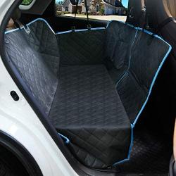 LETTON Dog Car Seat Covers with Mesh Window and Side Flap Durable Scratchproof Waterproof Pet Dog Hammock for Cars/Trucks/SUV Non-Slip Washable Protector for Back Seat