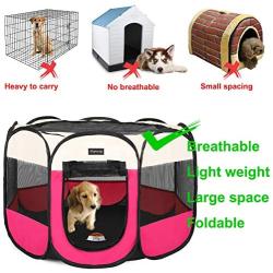 HEPEENG Portable Foldable Pet Playpen and Puppy playpen Pet Tent with Carrying Case Collapsible Travel Bowl Indoor/Outdoor Use with Water Resistant and Removable Shade Cover for Dog/Cat/Rabbit/Pet