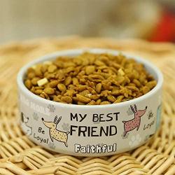 HOHOO Ceramic Dog Bowls Cartoon Pattern Heavyweight, Chew-Proof, for Puppy, Dishwasher and Microwave Safe