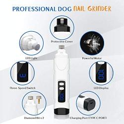 Dog Nail Grinder 2020 Upgraded, Pawcute Dog Nail Clippers with LED Light, 3-Speed Pet Nail Trimmer Electric Nail File for Large Small Medium Dogs & Cats