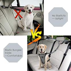 SlowTon Dog Seat Belt, 2 Pack Pet Car Seatbelt Headrest Restraint Adjustable Puppy Safety Seat Belt Reflective Elastic Bungee Connect Dog Harness in Vehicle Travel Daily Use