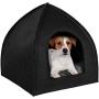 BRONZEDOG Cat House Bed with Removable Cushion Pad Cozy Kitten Cave Cute Pet Tent Beds for Cats Puppy Small Dogs Black Gray Beige