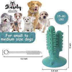 Shasoly Dog Toothbrush Chew Toy - Deep Cleaning Dog Toothbrush Toy to Protect Dental Health Bundled with Toothbrush and Bonus Clicker for Training - Pet Happiness Approved Dog Dental Toy in Sky Blue