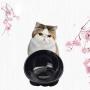 THMY Dog Food Bowl Flat Ceramic Bullfight Bowl with Sloping Mouth Suitable for Short-Nosed pet Bowl Cutlery with Flat face Easy to Clean