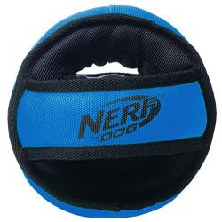 Nerf Dog Chewable Ball Dog Toy with Interactive X-Ring Design, Lightweight, Durable and Water Resistant, 6.5 Inch Diameter for Medium/Large Breeds, Single Unit, Blue