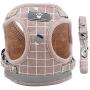 Goocky Dog Cat Harness Vest, Pet Pink Plaid Breathable Leash Set Safety Soft with 2 Metal Buckle for Kitties, Puppy