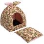Hollypet Self-Warming 2 in 1 Foldable Comfortable Triangle Owl Cat Bed Tent House