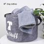 DOZCA Dog Toy Storage, Round Felt Dog Toy Bin Large for Puppy Gifts, Leashes and Food, Foldable Toy Storage for Dogs