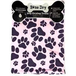 Excello Bone Dry Microfiber Dog Drying Towell - Pink with Pawprints