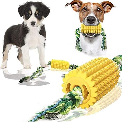 Dog Chew Toys Corn,Dog Toys,Dog Toothbrush,Rubber Chew Toys for Dogs, Teething Cleaning, Corn Molar Stick with Rope , for Aggressive Chewers for Small Medium Large Dogs Breed Toys by INNAPER