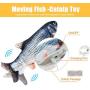 MOLATIN 2 Pack Electric Flopping Fish Catnip Toy,Wiggle Fish Cats Kicker Toys,Realistic Moving Floppy Dancing Fish,Funny Interactive Plush Chewing Pillow for Cat Motion Kitten Indoor Exercise