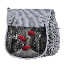 Umbrellas On Dark Narrow Super Shammy Absorbent Quick Drying Machine Washable Hand Pocket Clean Dog Towel(ccLk)