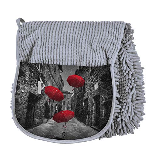 Umbrellas On Dark Narrow Super Shammy Absorbent Quick Drying Machine Washable Hand Pocket Clean Dog Towel(ccLk)