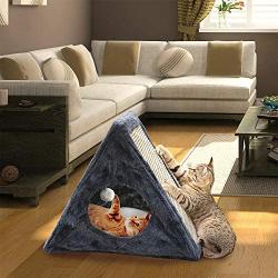 Etna Products Indoor/Outdoor Foldable Cat Condo - Collapsible Plush Built-in Scratch Pad & Toy