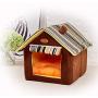 Canvas Dog House Easy Cleaning Cat House Lodge Folding Soft Removable Dog Cat Cushion Activity Centre Toy for Indoor Cats Portable Pet House,Brown,XL