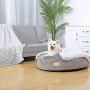 Ushang Pet Premium Faux Long Fur Calming Cuddler Orthopedic Round Dog Sofa Bed, Self-Warming Shag Dog Cushion Donut Bed for Medium & Large Dog (Large 36 inch, Gray)