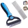 HSpet-HOME Pet Grooming Tool Dematting Comb Grooming Rake for Dogs& Cats 2 Sided Undercoat Rake for Easy Mats &Tangles Removing