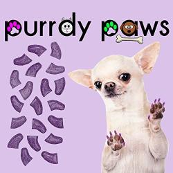 Purrdy Paws 40-Pack Soft Nail Caps for Dogs Claws Purple Holographic Glitter