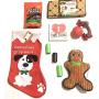Christmas Stocking Bundle for Dog, Jerky Treats,Rope and Squeaky Ball,Squeaky Gingerbread Toy, 3 Rolls Disposable pet Bags,Pet Bowl Mat, I Love My Dog Beverage Napkins for PET OWNER-10 Items