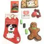 Christmas Stocking Bundle for Dog, Jerky Treats,Rope and Squeaky Ball,Squeaky Gingerbread Toy, 3 Rolls Disposable pet Bags,Pet Bowl Mat, I Love My Dog Beverage Napkins for PET OWNER-10 Items
