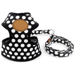 Dog Puppy Harness Vest Classic Dot No Pull Vest Harness Soft Mesh Adjustable Fabric Pet Nylon Vest Dog Harness Leash Set Leads