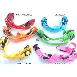 New Tech Junkies LED PET Glow Harness Dog Cat Night Safety Lead Adjustable Flash Light Up