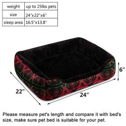 Hollypet Pet Bed for Small Medium Dogs and Cats Rectangle Plush Self-Warming Puppy Sofa Mat Cushion, 24 x 22 x 6 inches