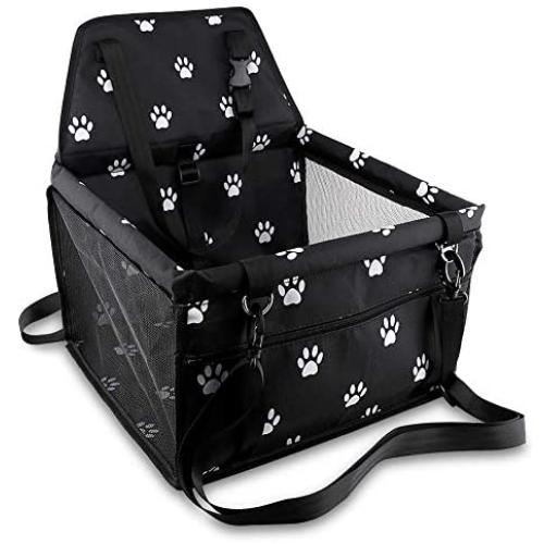 Petbobi Pet Reinforce Car Booster Seat for Dog Cat Portable and Breathable Bag with Seat Belt Dog Carrier Safety Stable for Travel with Clip on Leash and Storage Package…