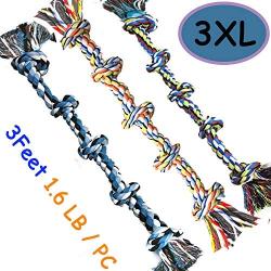 Rosycat 3 XL Large Dog Rope Toys Duable Chew Toy Largest Rope Kit on Amazon 1 Pack of 3 (3 Color Type)
