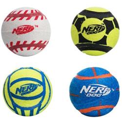 Nerf Dog Sports Ball Dog Toys, Lightweight, Durable and Water Resistant, 2.5 Inches, for Small/Medium/Large Breeds, Four Pack, Mixed Colors, Model:3372