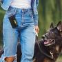 MalsiPree Dog Poop Bag Holder Leash Attachment, Dog Waste Bag Dispenser with Stainless Steel Carabiner Clip & Adjustable Strap Fit for Any Dog Leash & Poopbag (Black)