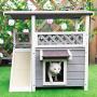 Petsfit Outdoor Cat House with Escape Door and Scratching Pad