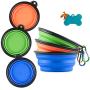 MXZONE 3 Collapsible Silicone Dog Bowl, Foldable Expandable Cup Dish for Small Pet Cat Food Water Feeding Portable Travel Bowl, Free Pet ID-Tag