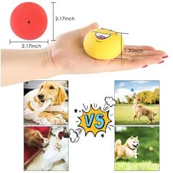 DERCLIVE Dog Rubber Squeaky Balls Funny Emoji Bouncy Chewing Squeaky Toy for Small Medium Pet Dog Cat（Colorful 6Pcs）