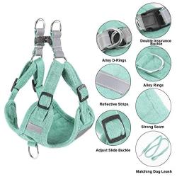 PAWDAY Dog Harness Soft Touch Suede Fabric Pet Vest Step in Adjustable Reflective No Pull Harness for Puppies, Small and Medium Dogs