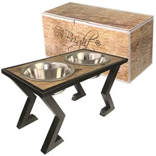 Elevated Dog Bowls for Large Dogs – Raised Dog Bowl for Medium Dogs with 2 Stainless Steel Dog Food and Water Bowls. Mango Wood Top on Sturdy Black Metal Stand. Double Dog Bowl Stand with Dog Dishes Elevated Dog Bowls for Large Dogs – Raised Dog Bowl for Medium Dogs with 2 Stainless Steel Dog Food and Water Bowls. Mango Wood Top on Sturdy Black Metal Stand. Double Dog Bowl Stand with Dog Dishes