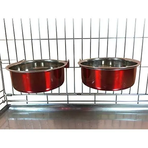 Ellie-Bo Pair of Dog Bowls for Crates/Cages or Pens, Large, 2.0 Litre, Red Ellie-Bo Pair of Dog Bowls for Crates/Cages or Pens, Large, 2.0 Litre, Red