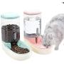 Automatic Pet Feeder Small&Medium Pets Automatic Food Feeder and Waterer Set 3.8L, Travel Supply Feeder and Water Dispenser for Dogs Cats Pets Animals (Pink+Green)