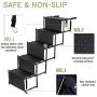 Portable Dog Car Stairs, 4/5-Step Folding Lightweight Pet Ramps with Metal Frame and Wide Steps, Dog Ladder with Non-Slip Surface for Couch, High Beds, Trucks, Cars and SUV, Supports up to 150 lbs