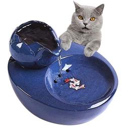 KUANDARM Fountains and Water Features, Cat Water Dispenser, Flower Style Dog Drinking Fountain with Filter, Super Quiet Automatic Water Drinking Bowls Drinking Fountains for Dogs, Blue