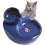 KUANDARM Fountains and Water Features, Cat Water Dispenser, Flower Style Dog Drinking Fountain with Filter, Super Quiet Automatic Water Drinking Bowls Drinking Fountains for Dogs, Blue