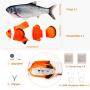 Interactive Cat Toys Floppy Moving Fish with Catnip Realistic Plush Electric Wagging Toy for Indoor Kitty Pet Grabbing, Biting, Chewing and Kicking 2 Pack (Clownfish + Carp)