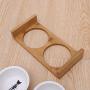 POPETPOP Pet Ceramic Feeding and Water Bowls with Bamboo Frame for Dogs and Cats