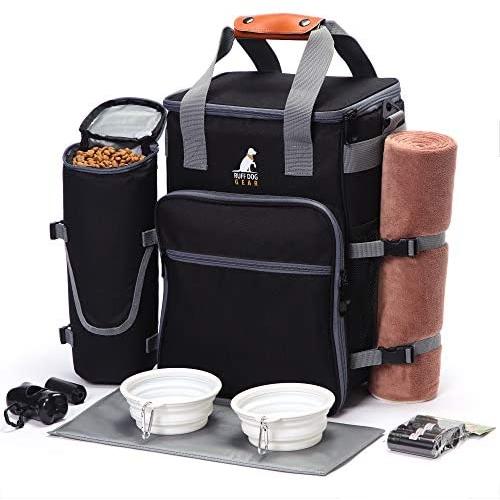 Ruff Dog Travel Bag | Tote Organizer Airline Approved | Includes 1X Food Container and 2X Collapsible Bowls | Great Weekend Pet Travel Bag for All Accessories