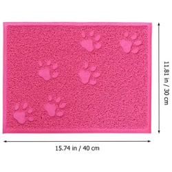 POPETPOP Pet Cat Litter Mat Waterproof Dog Puppy Kitten Dish Bowl Food Water Placemat 30 x 40cm (Rose Red)
