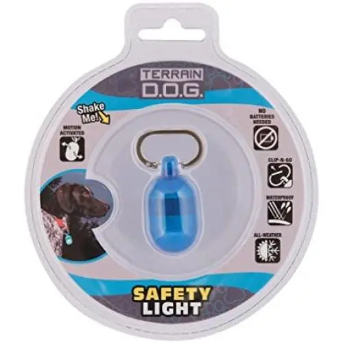 Terrain D.O.G. Waterproof Motion-Activated Blinking Safty Light for Dog Collar - Magnetic-Powered Technology Never Needs Batteries, Blue (06-0060-GR)
