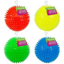 Gnawsome 4.5” Spiky Squeak & Light Ball Dog Toy - Extra Large, Cleans teeth and Promotes Dental and Gum Health for Your Pet, Colors will vary