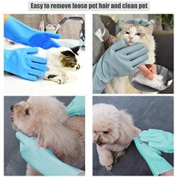 FecPecu Pet Grooming Gloves, Dog Bathing Shampoo Gloves with High Density Teeth, Silicone Hair Removal Gloves with Enhanced Five Finger Design for Dogs, Cats